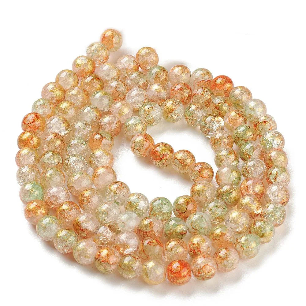 Krackelerad Rund - Stardust Goldenrod, 6mm, 1 sträng Hilmas Pyssel