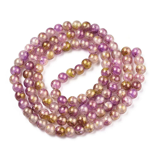 Krackelerad Rund - Stardust Dark Violet 6mm, 1 sträng Hilmas Pyssel