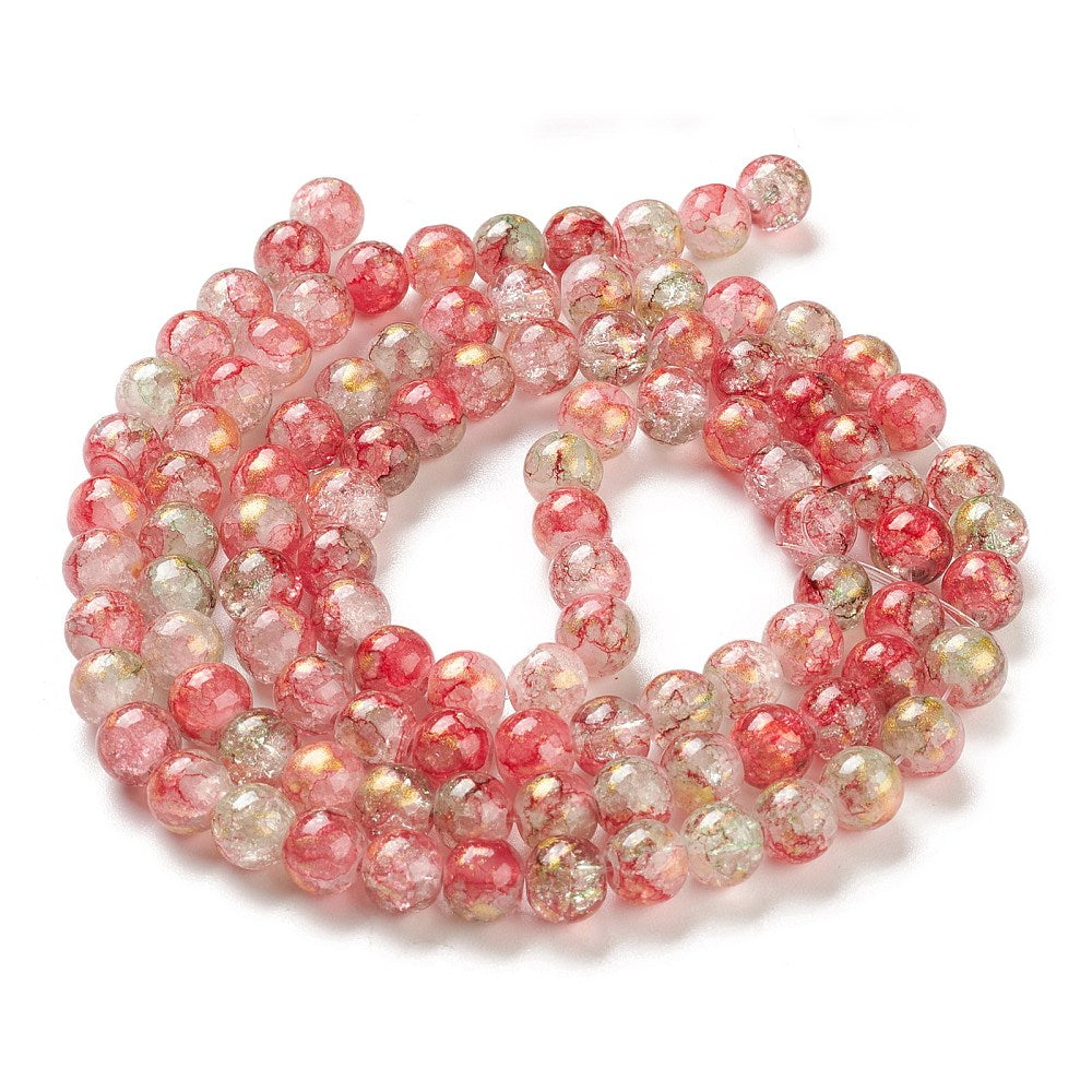 Krackelerad Rund - Stardust Red 6mm, 1 sträng Hilmas Pyssel