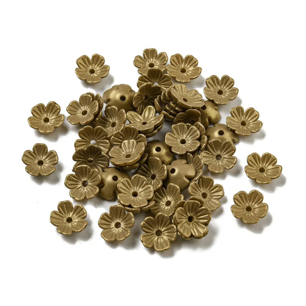 Pärlhattar Akryl - Blomma Camel Lyster 10mm, 5 gram Hilmas Pyssel