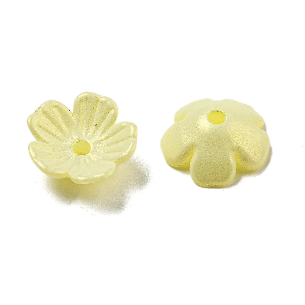 Pärlhattar Akryl - Blomma Champagne Yellow Lyster 10mm 5 gram Hilmas Pyssel