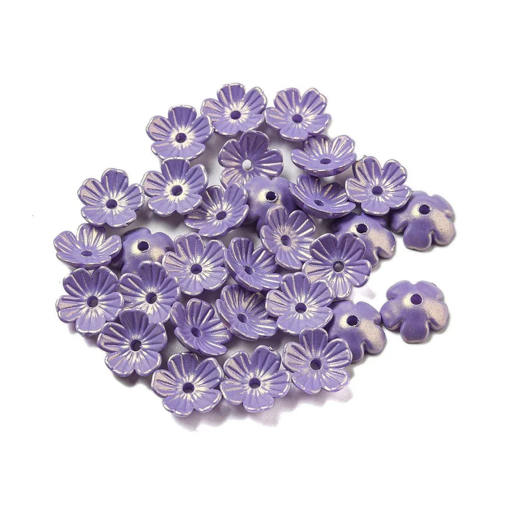 Pärlhattar Akryl - Blomma Medium Purple Lyster 10mm 5 gram Hilmas Pyssel