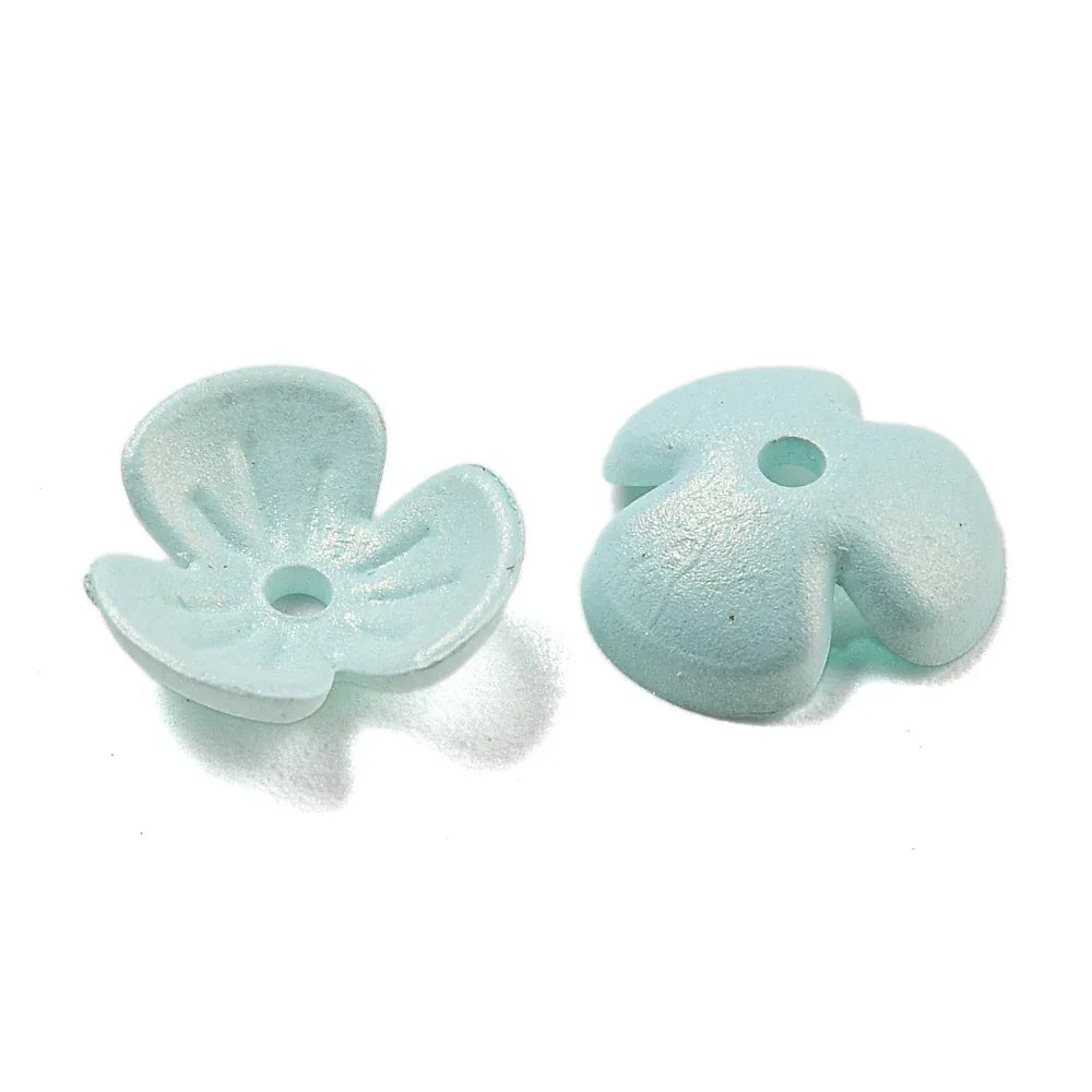 Pärlhattar Akryl - 3-bladig Blomma Pale Turquoise 10mm 5 gram Hilmas Pyssel