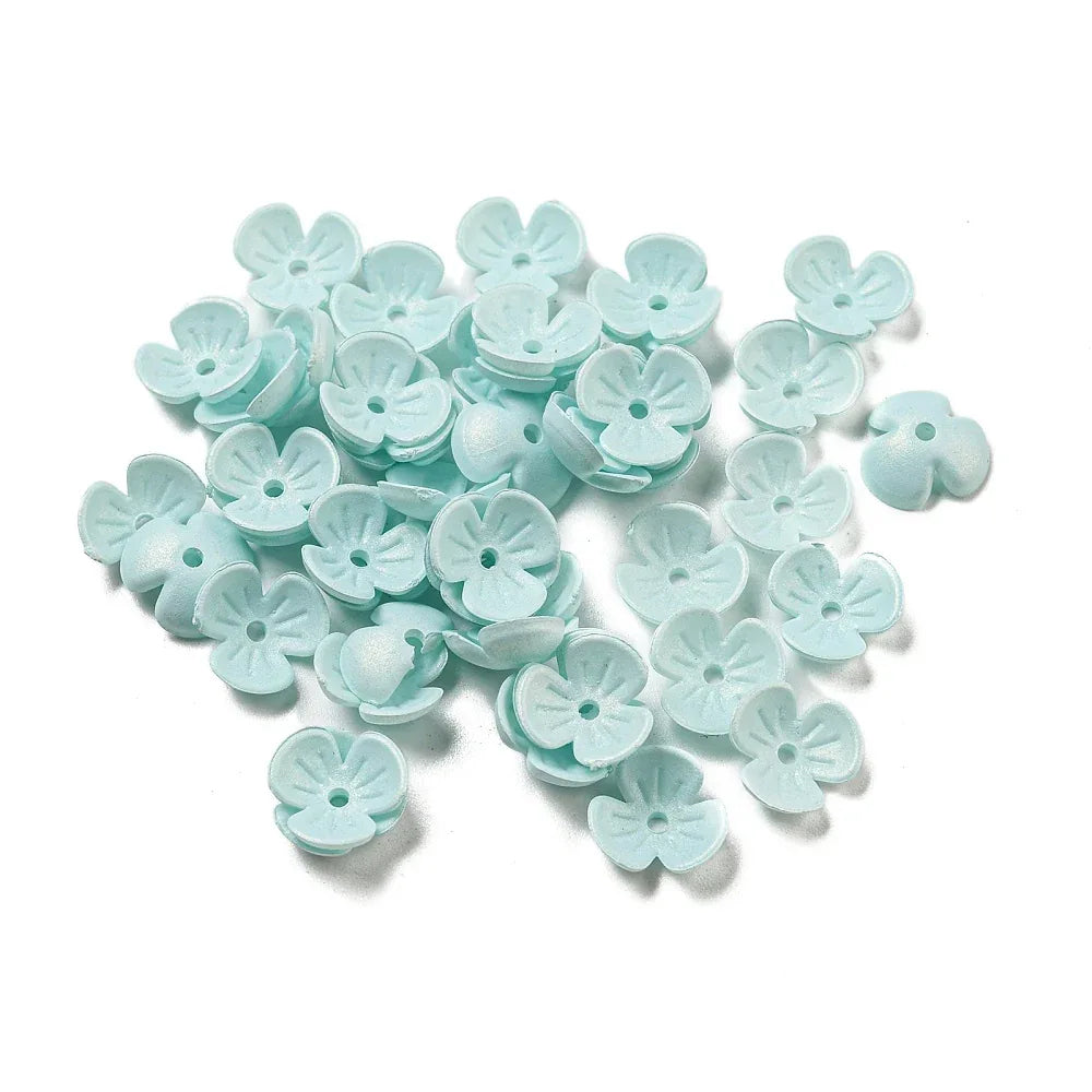 Pärlhattar Akryl - 3-bladig Blomma Pale Turquoise 10mm 5 gram Hilmas Pyssel