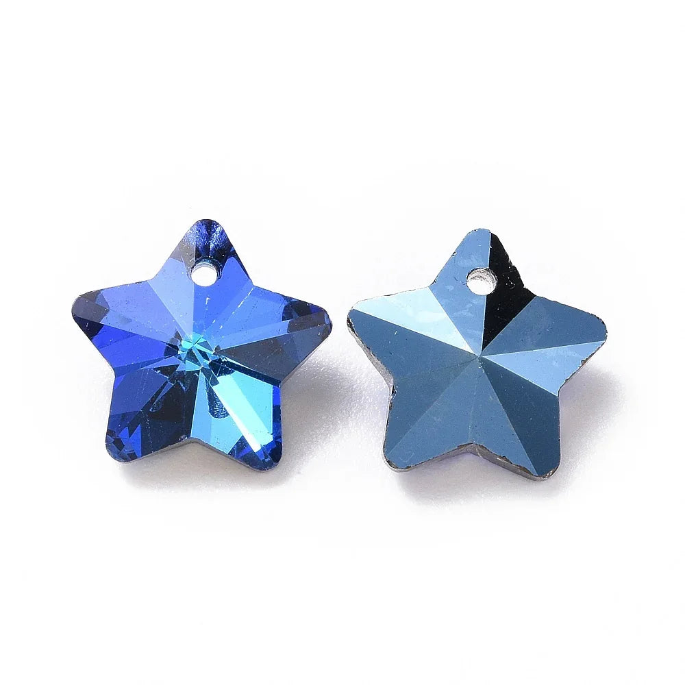 Facetterade glaspärlor - Stjärna Dodger blue 13mm 1 styck Hilmas Pyssel