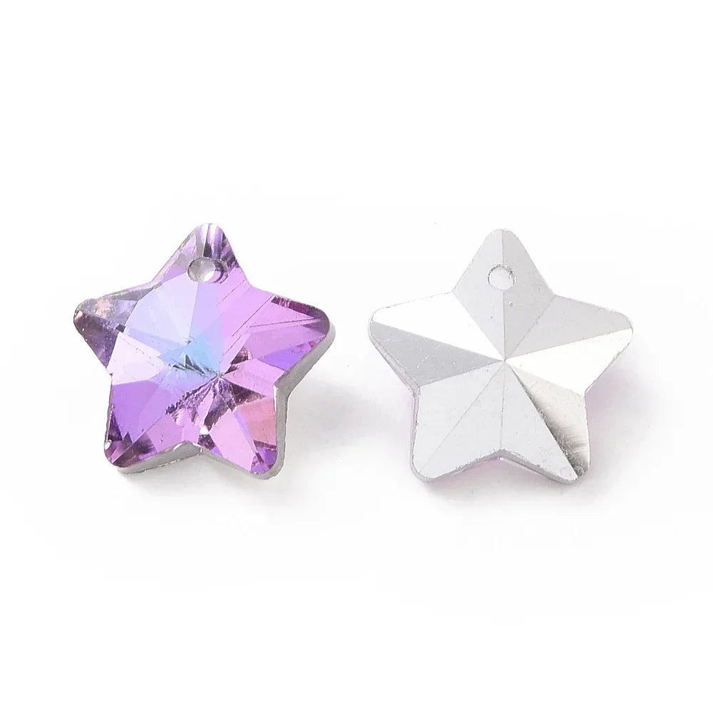 Facetterade glaspärlor - Stjärna Plum 13mm 1 styck Hilmas Pyssel