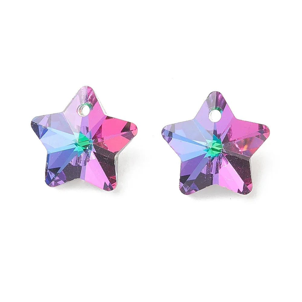 Facetterade Glaspärlor - Stjärna Green 13mm 1 styck Hilmas Pyssel