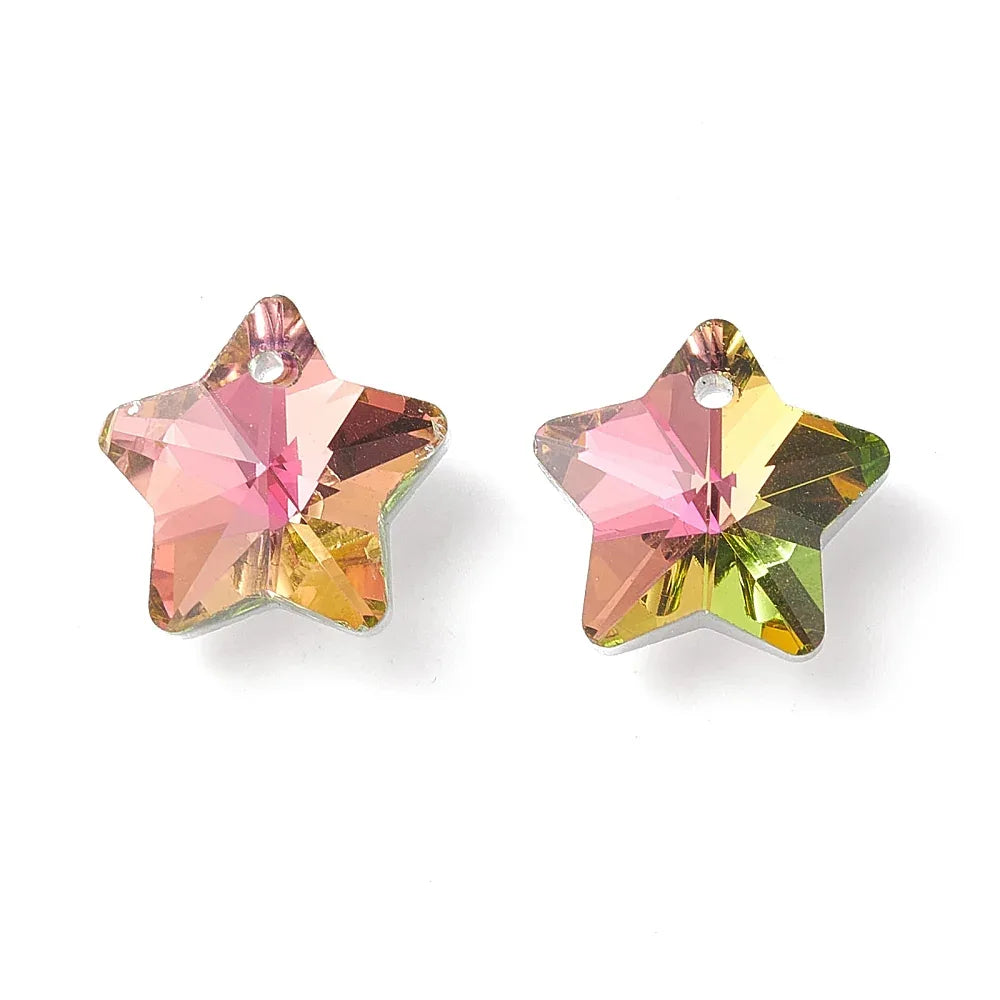 Facetterade glaspärlor - Stjärna Cerise 13mm 1 styck Hilmas Pyssel