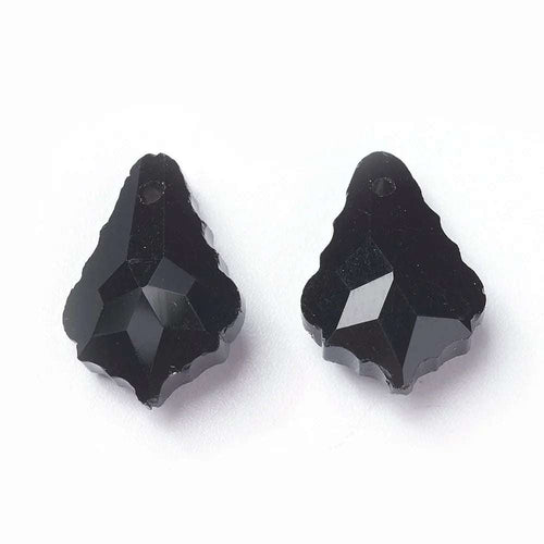 Facetterat Hänge - Leaf Pendant Black 22x16mm 1 styck Hilmas Pyssel