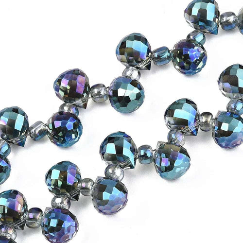 Facetterade droppar - Dark Cyan med lyster, 9,5x8mm, 1 styck Hilmas Pyssel