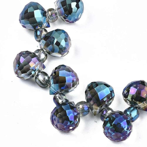 Facetterade droppar - Dark Cyan med lyster, 9,5x8mm, 1 styck Hilmas Pyssel