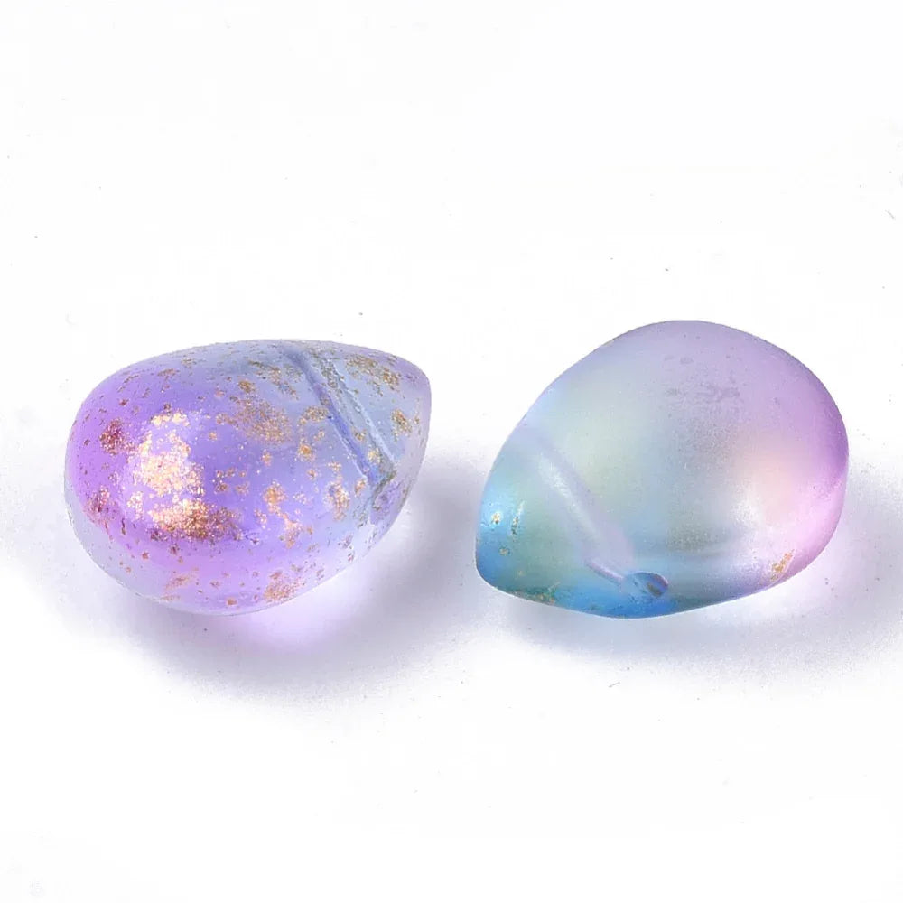 Droppe - Rosalila blå med guldglitter, 12,5x9,5mm Hilmas Pyssel