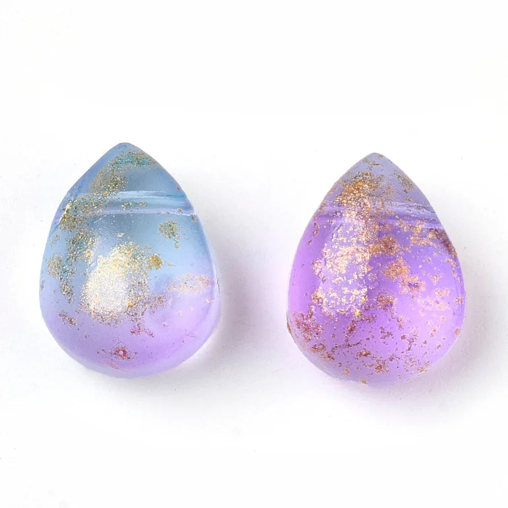 Droppe - Rosalila blå med guldglitter, 12,5x9,5mm Hilmas Pyssel