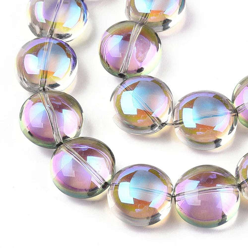 Glaspärla Platt Rund - Plum 12x8mm 1 styck Hilmas Pyssel