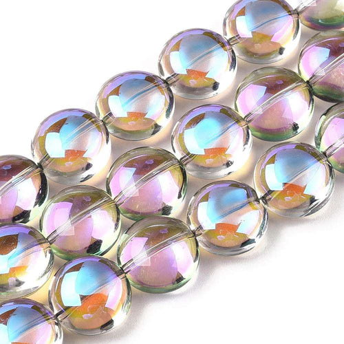 Glaspärla Platt Rund - Plum 12x8mm 1 styck Hilmas Pyssel