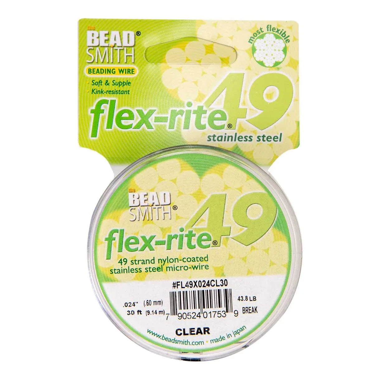 flex-rite - Clear 0,6mm, 49 trådar, 1 rulle Beadsmith