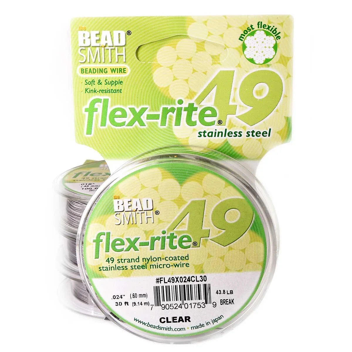flex-rite - Clear 0,6mm, 49 trådar, 1 rulle Beadsmith