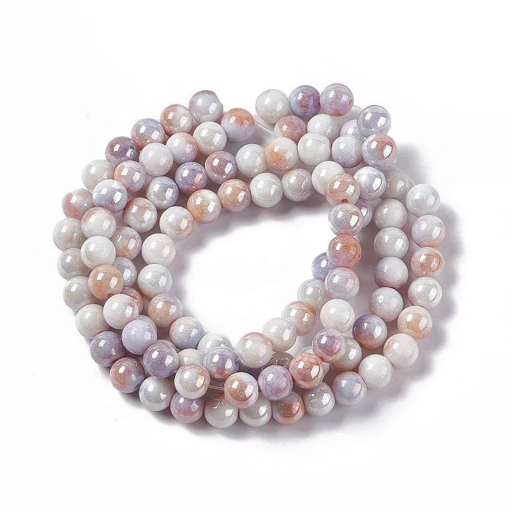 Glaspärlor Rund - Multi Tistel med Lyster 8.5mm 1 sträng Hilmas Pyssel