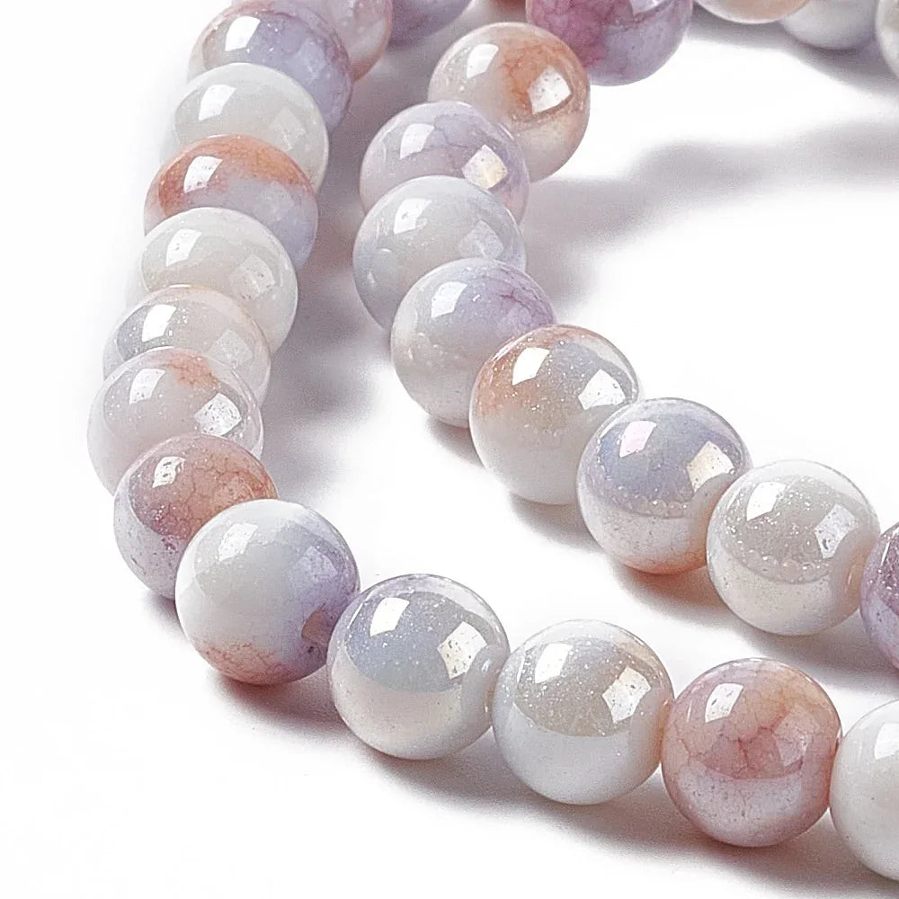 Glaspärlor Rund - Multi Tistel med Lyster 8.5mm 1 sträng Hilmas Pyssel