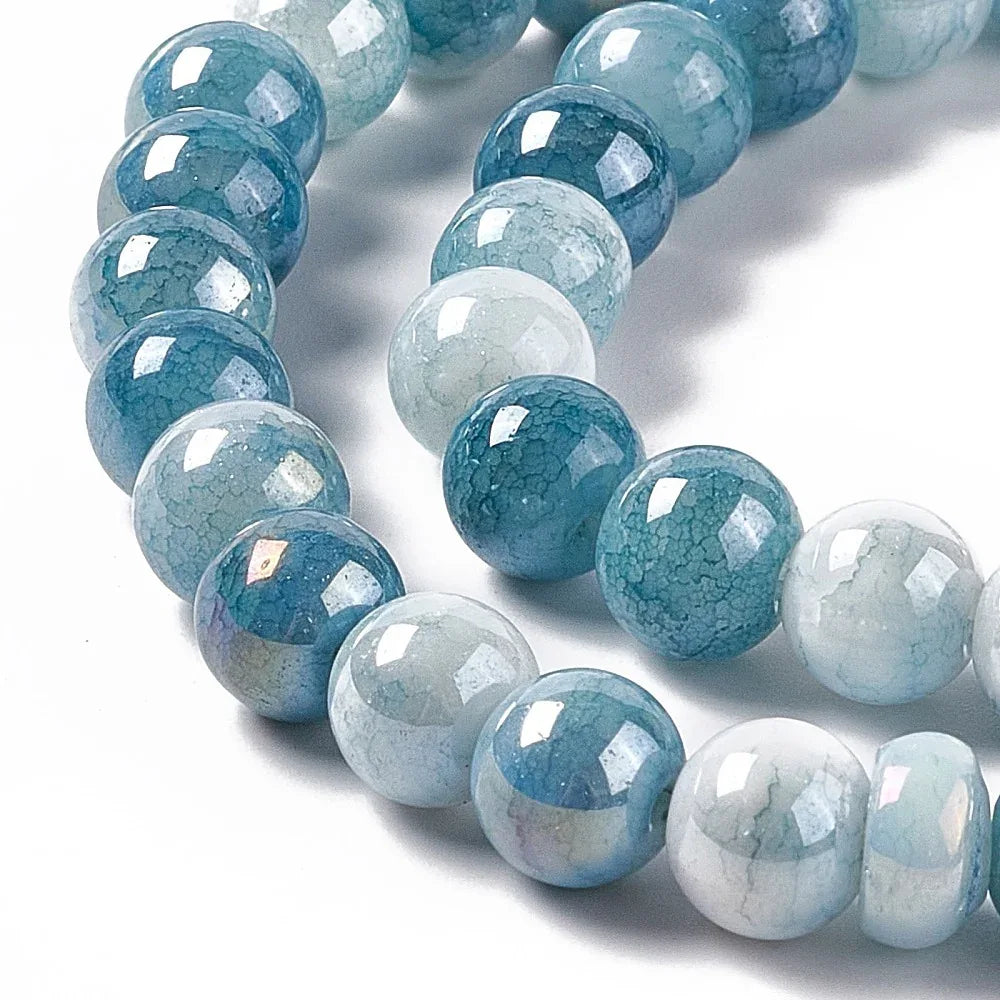 Glaspärlor Rund - Multi Stålblå med lyster, 8.5mm 1 sträng Hilmas Pyssel