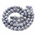 Glaspärlor Facetterad Rund - Mörkgrå med lyster, 8mm Hilmas Pyssel