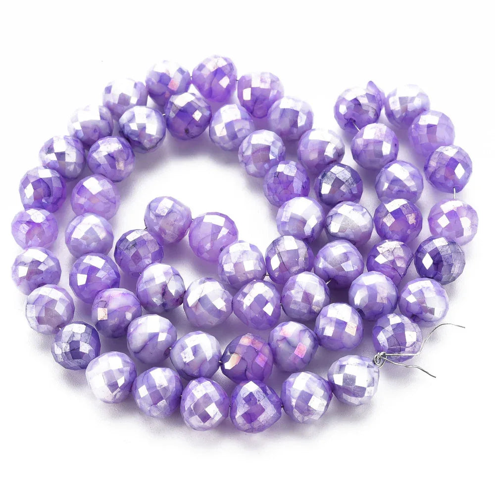 Glaspärlor Facetterad Rund - Lila med lyster, 8mm 1 sträng Hilmas Pyssel