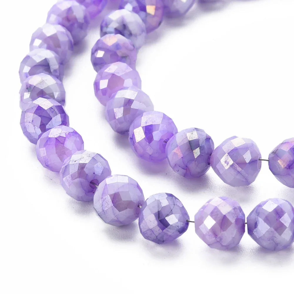 Glaspärlor Facetterad Rund - Lila med lyster, 8mm 1 sträng Hilmas Pyssel