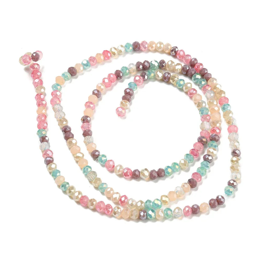 Facetterade glaspärlor - Färgglad Mix, 3x2mm 1 sträng Hilmas Pyssel