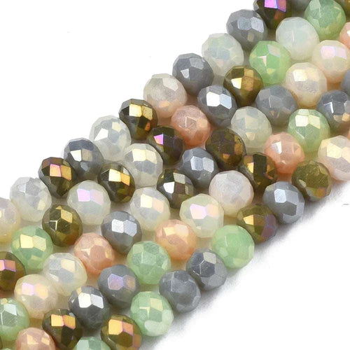 Facetterade glaspärlor - Grå grön Mix, 3x2mm, 1 sträng Hilmas Pyssel