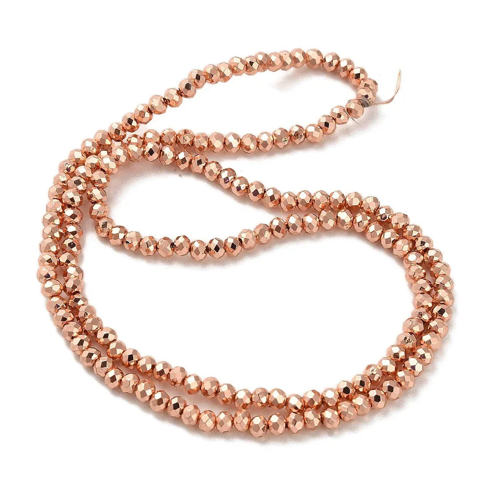 Facetterade glaspärlor - Kopparfärgad 3x2.5mm 1 sträng Hilmas Pyssel