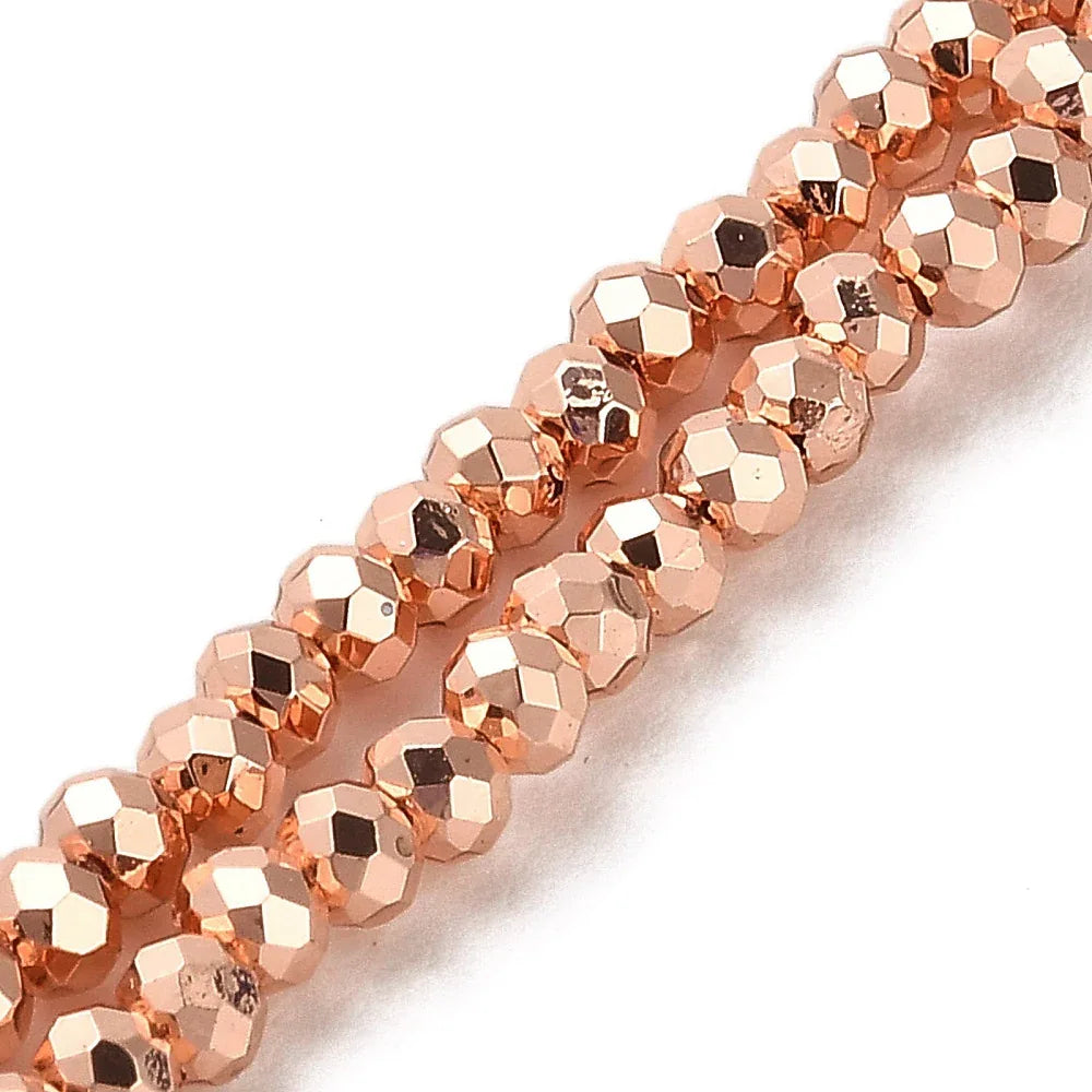 Facetterade glaspärlor - Kopparfärgad 3x2.5mm 1 sträng Hilmas Pyssel