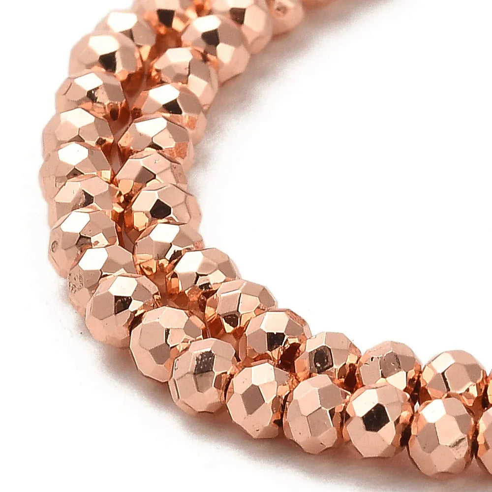 Facetterade glaspärlor - Kopparfärgad 3x2.5mm 1 sträng Hilmas Pyssel