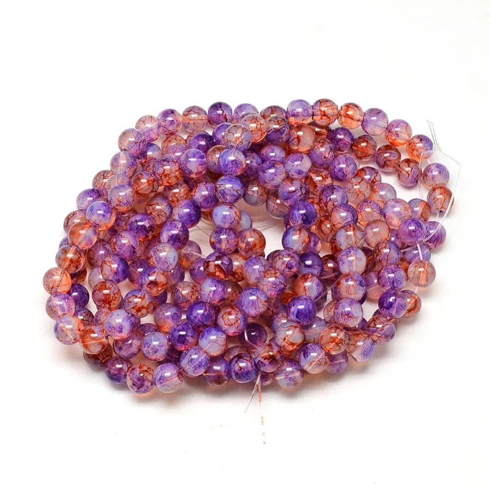 Glaspärlor Halvopaka - Sten imitation Dark violet 6mm 1 sträng Hilmas Pyssel