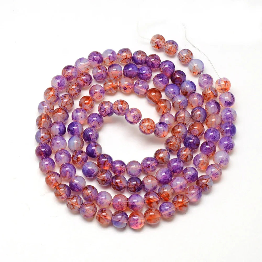 Glaspärlor Halvopaka - Sten imitation Dark violet 6mm 1 sträng Hilmas Pyssel