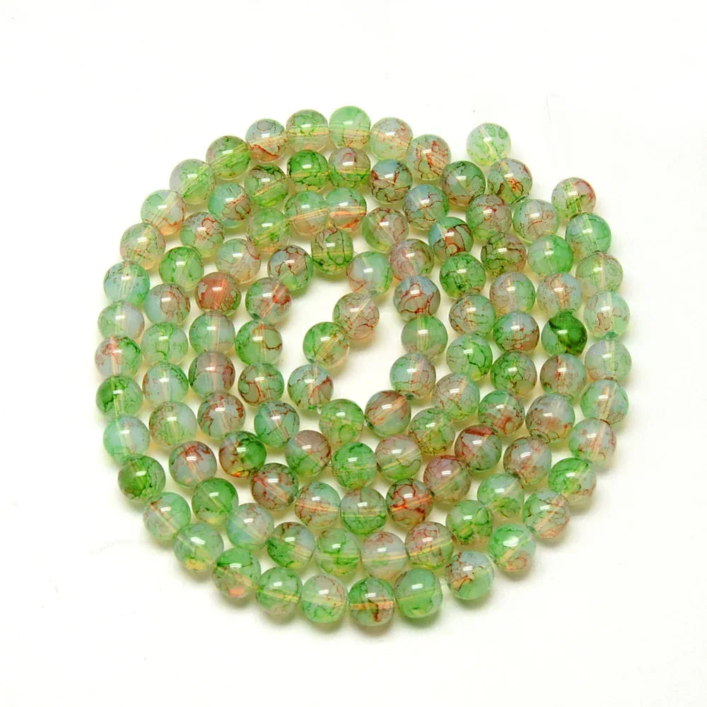 Glaspärlor Halvopaka - Sten imitation Lime Green 6mm, 1 sträng Hilmas Pyssel