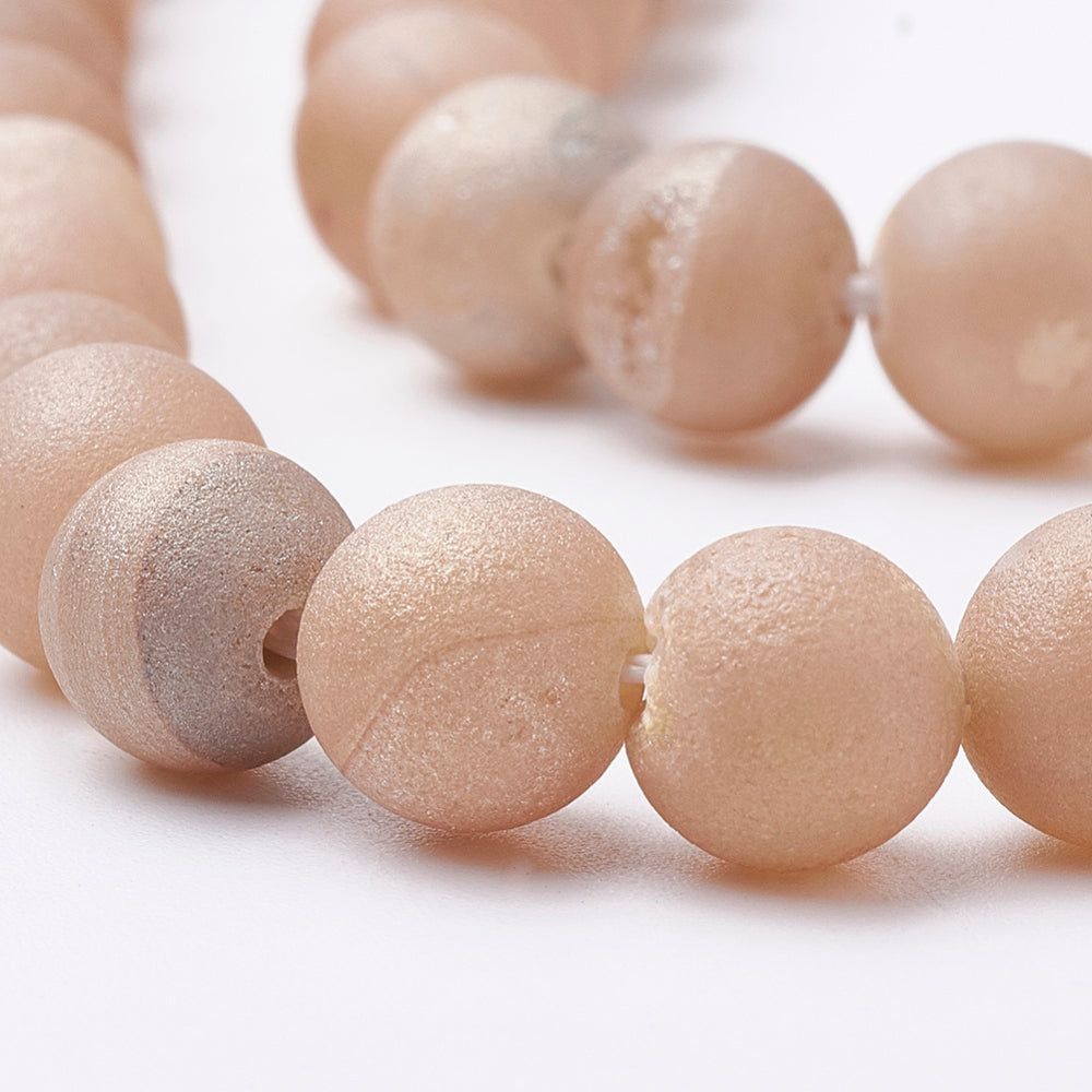 Agat - Rund matt Ljusbrun 8mm 1 sträng Hilmas Pyssel