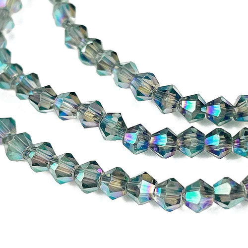 Glaspärlor Bicone - Dark Seagreen, 3,7mm, 1 sträng Hilmas Pyssel