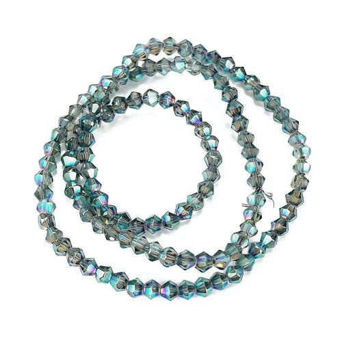 Glaspärlor Bicone - Dark Seagreen, 3,7mm, 1 sträng Hilmas Pyssel