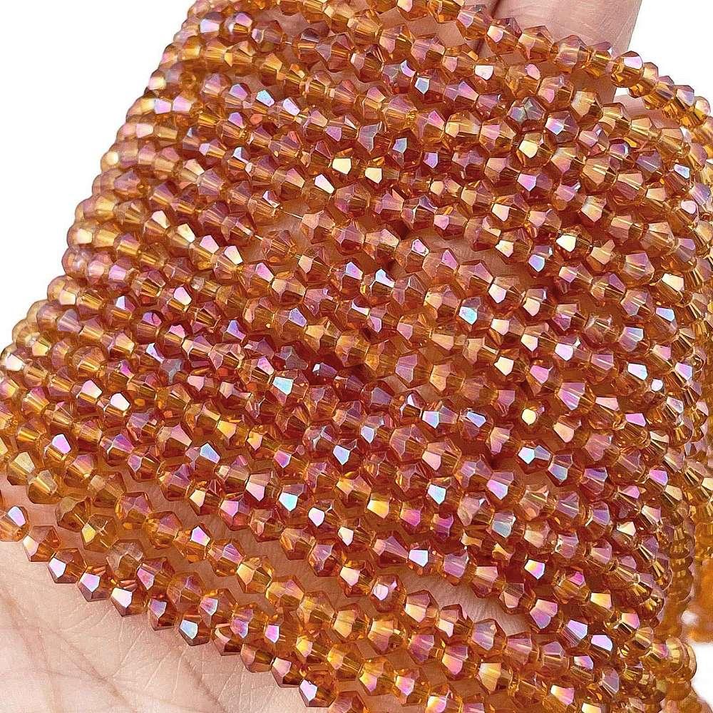 Glaspärlor Bicone - Mörk Orange, 3,7mm, 1 sträng Hilmas Pyssel
