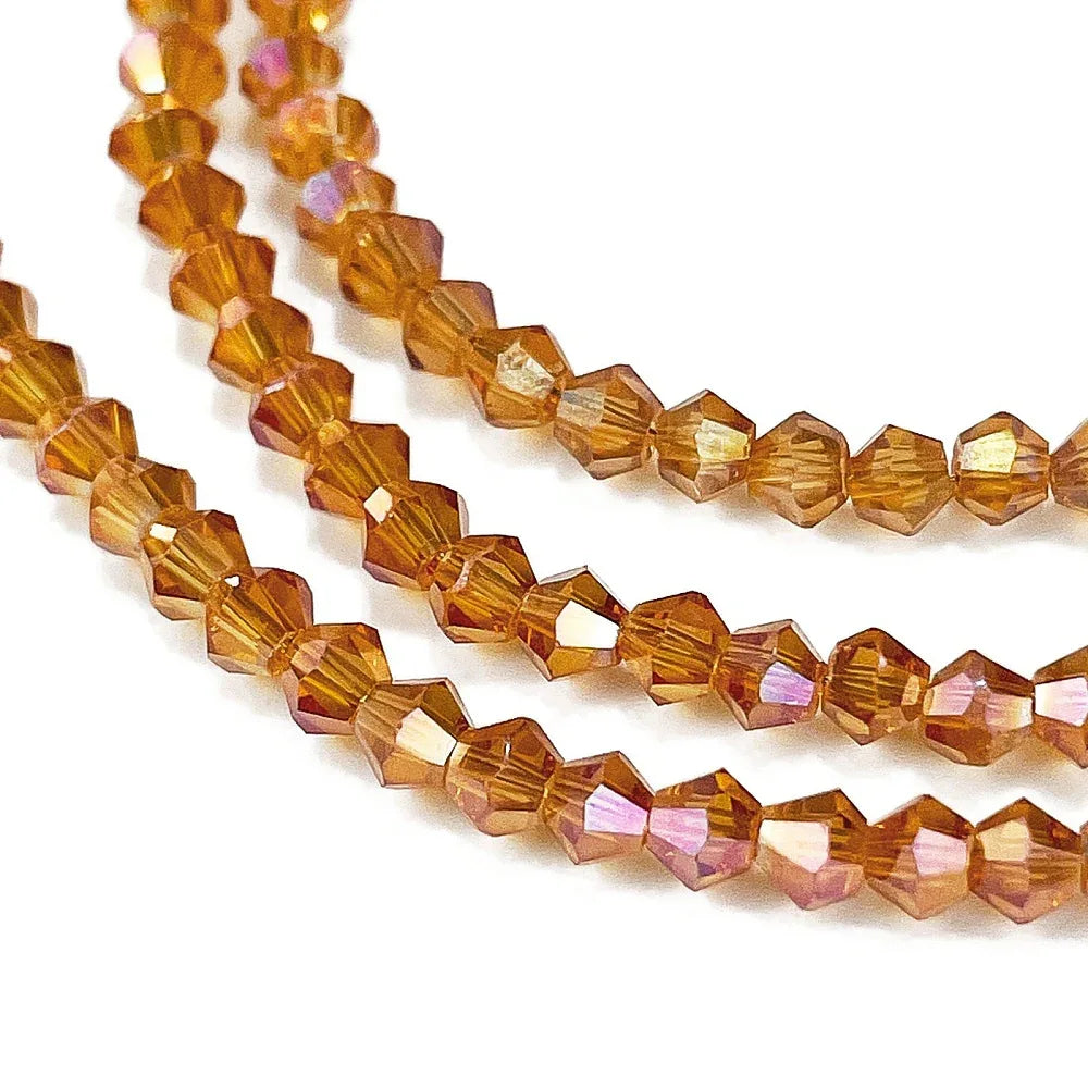 Glaspärlor Bicone - Mörk Orange, 3,7mm, 1 sträng Hilmas Pyssel