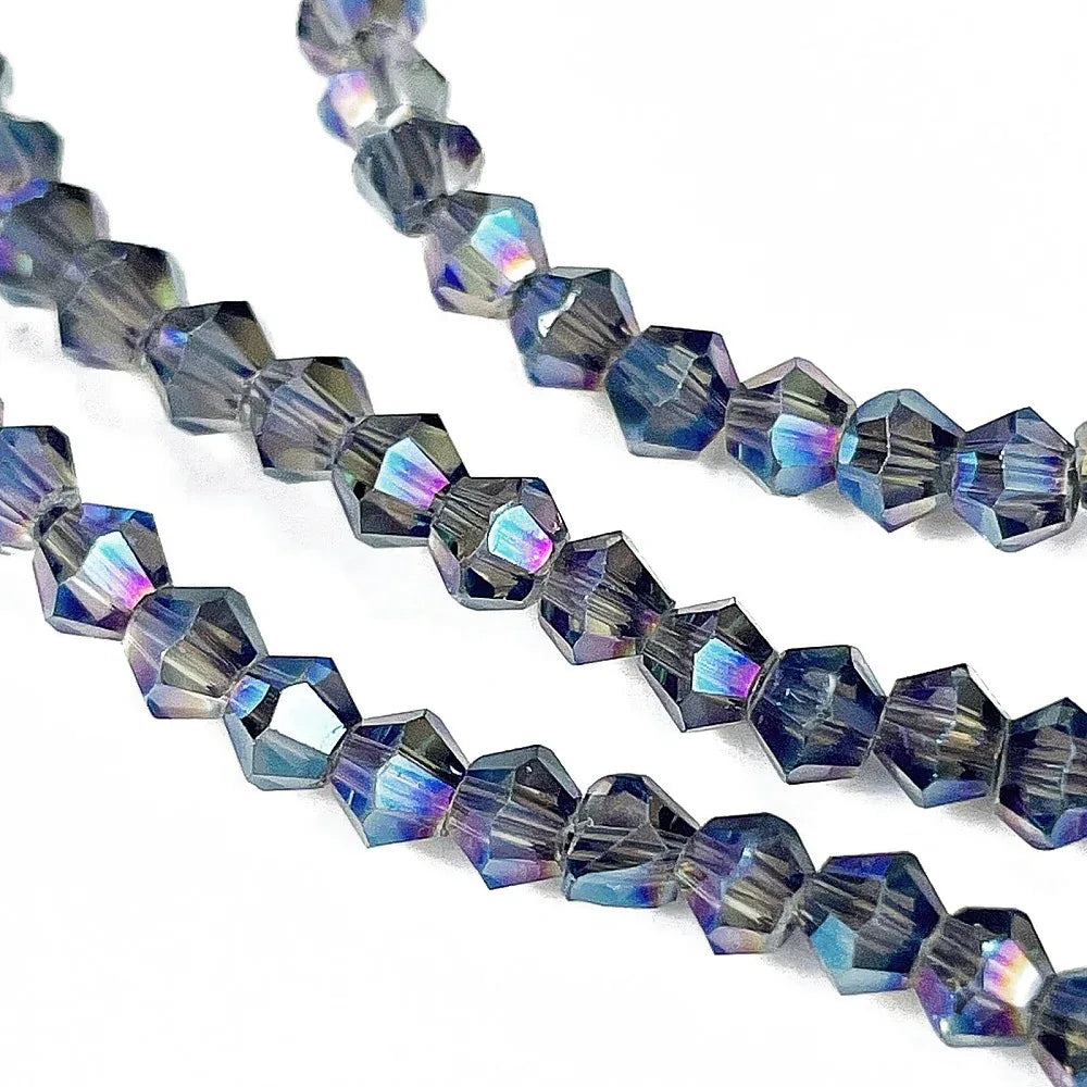 Glaspärlor Bicone - Steel Blue, 3,7mm 1 sträng Hilmas Pyssel