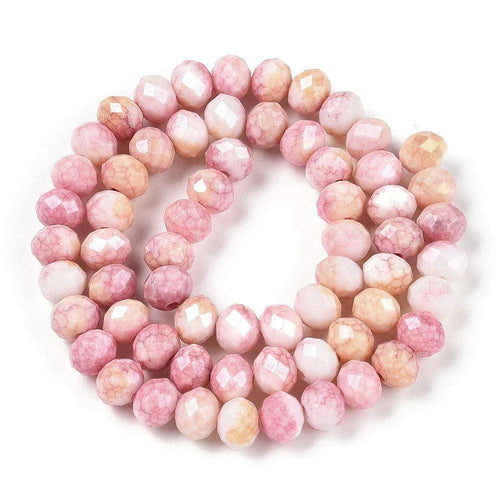 Facetterade glaspärlor - Sommarmix rosa, 7.5x6.5mm 1 sträng Hilmas Pyssel