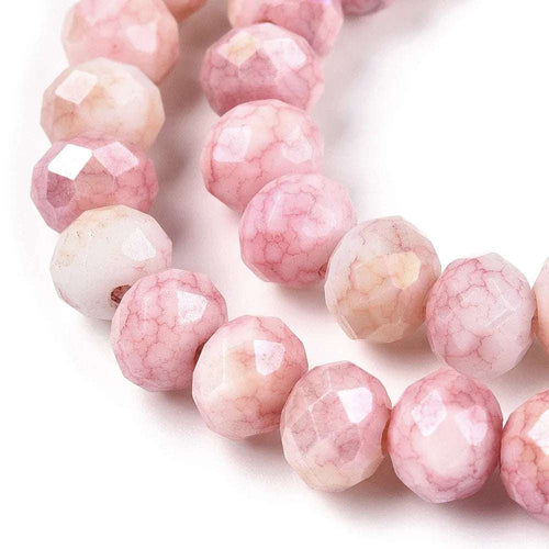Facetterade glaspärlor - Sommarmix rosa, 7.5x6.5mm 1 sträng Hilmas Pyssel
