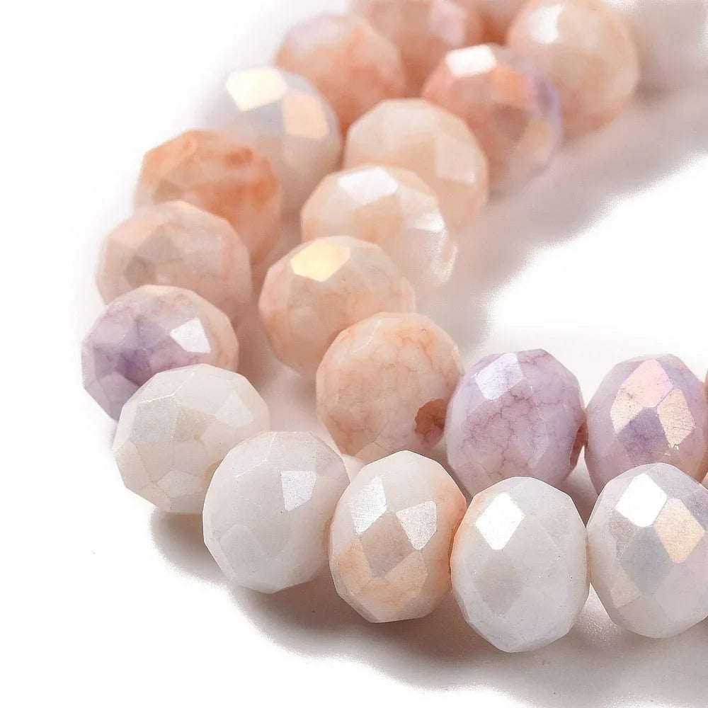 Facetterade glaspärlor - Sommarmix laxrosa 7.5x6.5mm 1 sträng Hilmas Pyssel