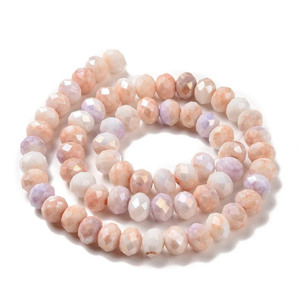 Facetterade glaspärlor - Sommarmix laxrosa 7.5x6.5mm 1 sträng Hilmas Pyssel