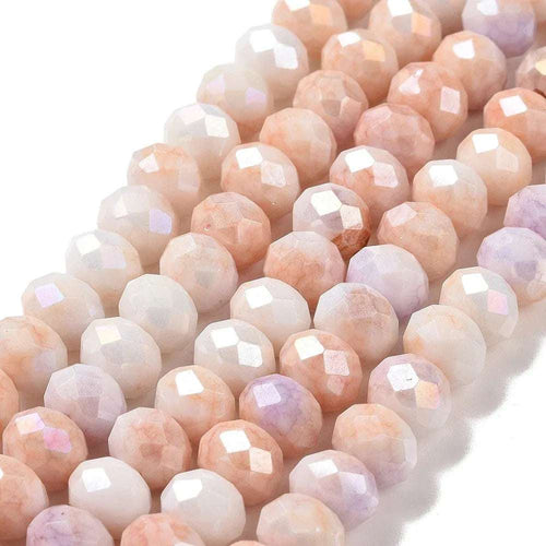 Facetterade glaspärlor - Sommarmix laxrosa 7.5x6.5mm 1 sträng Hilmas Pyssel