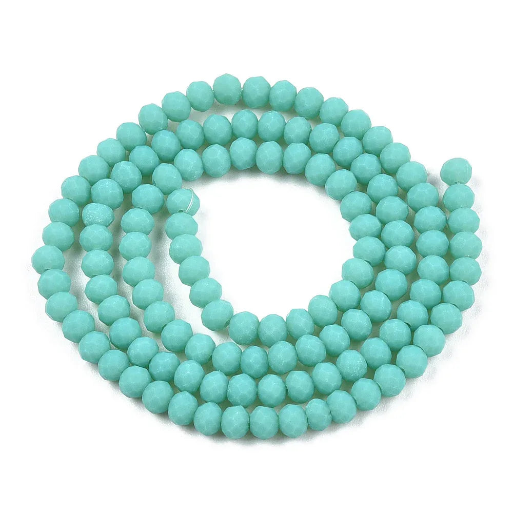 Facetterade glaspärlor - Matt Havsgrön, 3,5x3mm 1 sträng Hilmas Pyssel