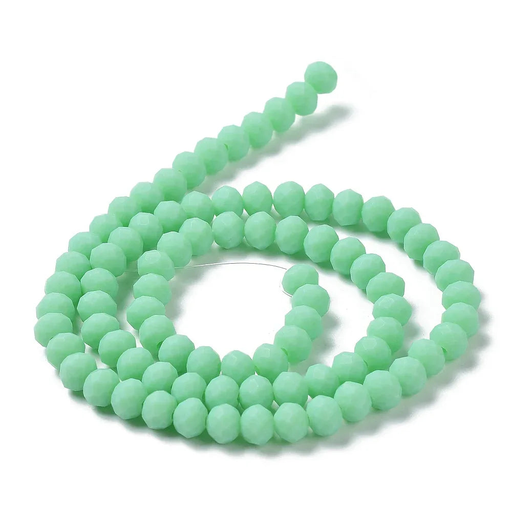 Facetterade glaspärlor - Matt Havsgrön, 6x5mm 1 sträng Hilmas Pyssel