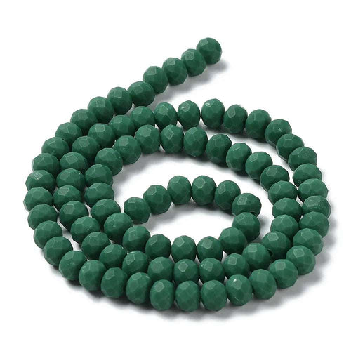 Facetterade glaspärlor - Matt Mörkgrön, 6x5mm 1 sträng Hilmas Pyssel