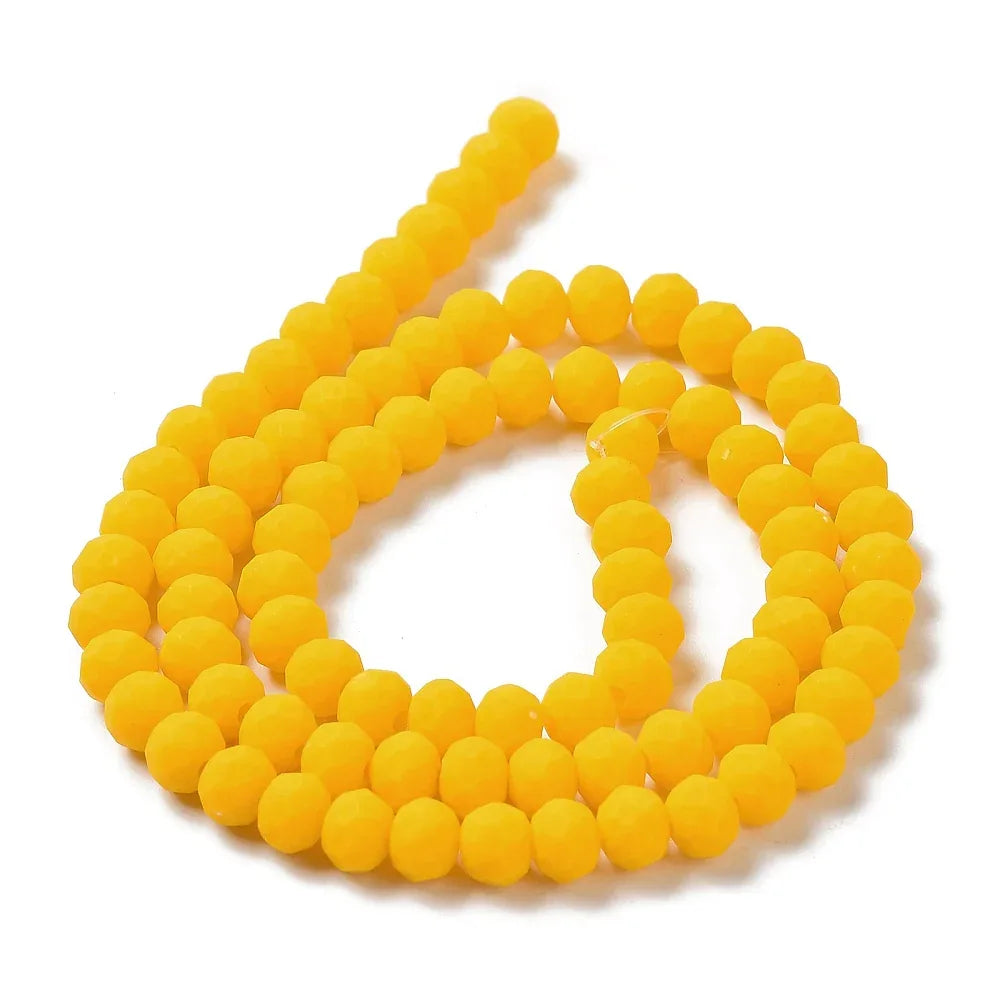 Facetterade glaspärlor - Matt Gul 6x5mm 1 sträng Hilmas Pyssel